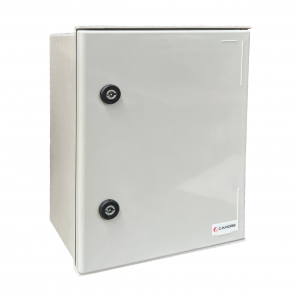 GRP enclosure, 600x400x230mm IP66 inc backplate & 2 keys